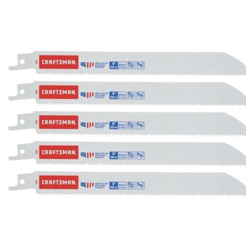 Bi-metal 8-in 10/14-TPI Wood/Metal‎ Cutting Reciprocating Saw Blade (5-Pack)
